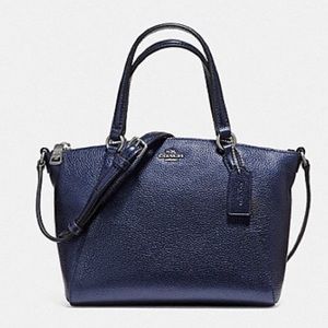 Coach mini Kelsey in metallic navy, new with tags
